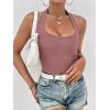 Ekouaer Women Halter Top Backless Scroop Neck Slim Stretchy Ribbed Knit Camisole Crop Tops S-XXL(Dusty Pink)