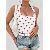 Ekouaer Women Halter Top Backless Scroop Neck Slim Stretchy Ribbed Knit Camisole Crop Tops S-XXL(White Red Hearts)