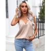 Ekouaer Women’s Silk Satin Camisole Tank Tops V Neck Sleeveless Spaghetti Straps Blouse Casual Racerback Shirt(Black/Champagne)