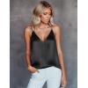 Ekouaer Women’s Silk Satin Camisole Tank Tops V Neck Sleeveless Spaghetti Straps Blouse Casual Racerback Shirt(Black/Champagne)