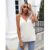 Ekouaer Women’s Silk Satin Camisole Tank Tops V Neck Sleeveless Spaghetti Straps Blouse Casual Racerback Shirt(Black/White)