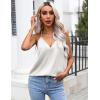 Ekouaer Women’s Silk Satin Camisole Tank Tops V Neck Sleeveless Spaghetti Straps Blouse Casual Racerback Shirt(Black/White)