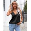 Ekouaer Women’s Silk Satin Camisole Tank Tops V Neck Sleeveless Spaghetti Straps Blouse Casual Racerback Shirt(Leopard/Black)