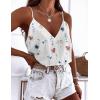 Ekouaer Women’s Silk Satin Camisole Tank Tops V Neck Sleeveless Spaghetti Straps Blouse Casual Racerback Shirt(White/Watercolor Flowers)