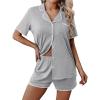 Ekouaer Pajamas for Women Set 2 Piece Soft Button Up Pjs Short Sleeve Summer Lounge Sets Comfy Sleepwear(Light Gray)