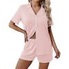 Ekouaer Pajamas for Women Set 2 Piece Soft Button Up Pjs Short Sleeve Summer Lounge Sets Comfy Sleepwear(Pink)