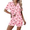 Ekouaer Pajamas for Women Set 2 Piece Soft Button Up Pjs Short Sleeve Summer Lounge Sets Comfy Sleepwear(Red Cherry)
