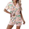 Ekouaer Pajamas for Women Set 2 Piece Soft Button Up Pjs Short Sleeve Summer Lounge Sets Comfy Sleepwear(Tropical Print)