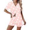 Ekouaer Pajamas for Women Set 2 Piece Soft Button Up Pjs Short Sleeve Summer Lounge Sets Comfy Sleepwear(White Heart)