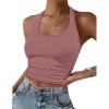 Ekouaer Women Halter Top Backless Scroop Neck Slim Stretchy Ribbed Knit Camisole Crop Tops S-XXL(Dusty Pink)