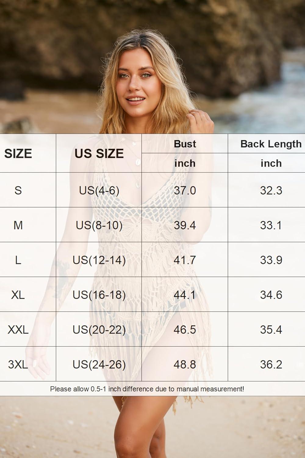 imageEkouaer Beach Swimsuit Cover Up Women Crochet Bikini Coverups Summer Pool Swimwear Tassel DressGreen