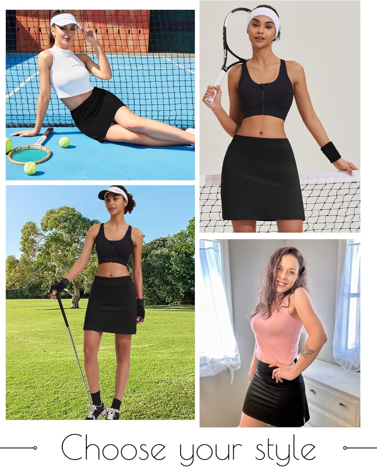 imageEkouaer Womens Active Performance Skort Lightweight Skirt for Running Tennis Golf Workout SportsAblack