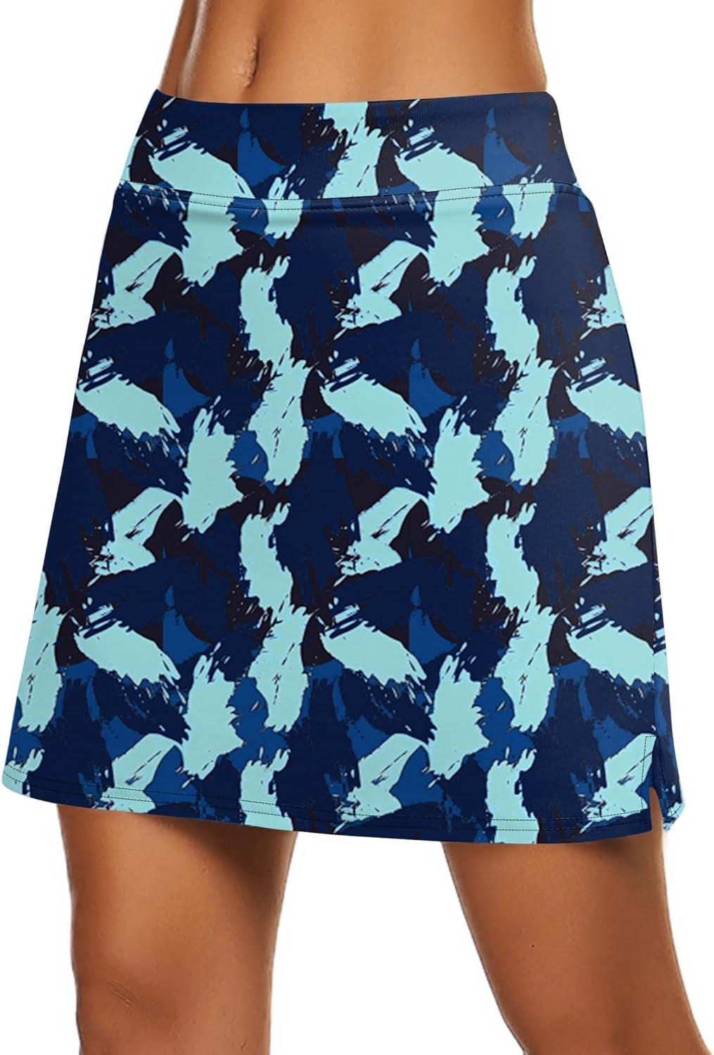 imageEkouaer Womens Active Performance Skort Lightweight Skirt for Running Tennis Golf Workout SportsAblue Floral