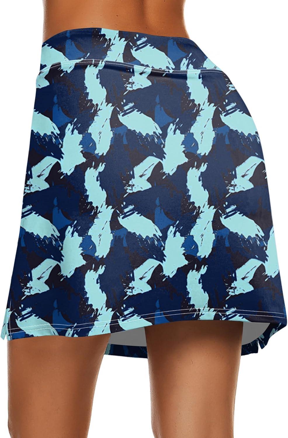 imageEkouaer Womens Active Performance Skort Lightweight Skirt for Running Tennis Golf Workout SportsAblue Floral