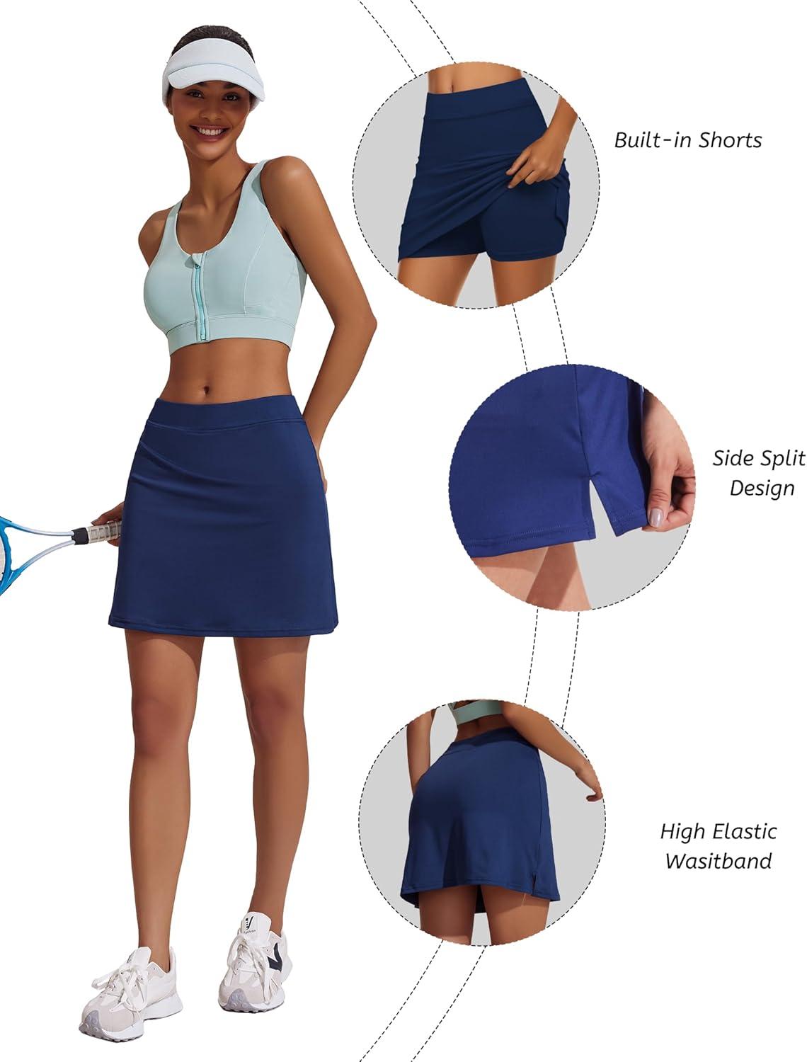 imageEkouaer Womens Active Performance Skort Lightweight Skirt for Running Tennis Golf Workout SportsAnavy Blue