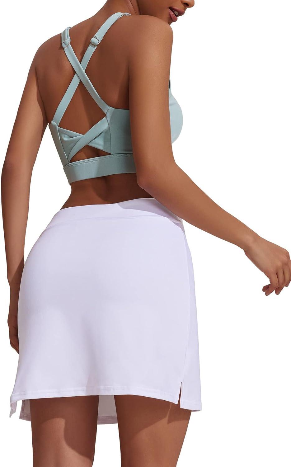 imageEkouaer Womens Active Performance Skort Lightweight Skirt for Running Tennis Golf Workout SportsAwhite