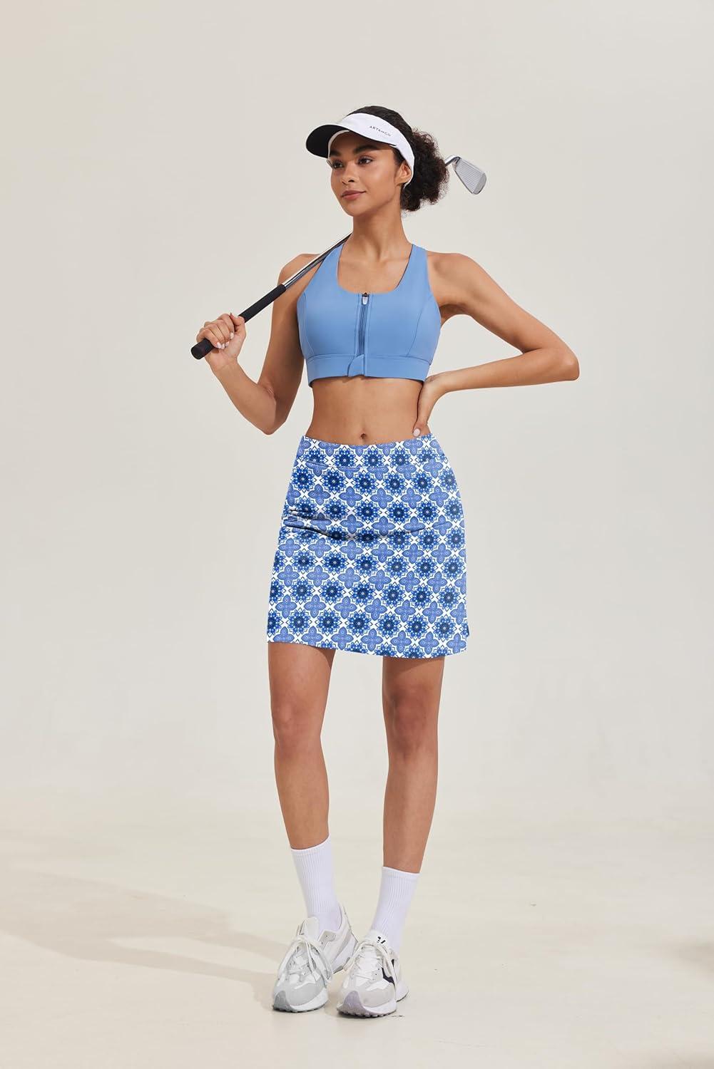 imageEkouaer Womens Active Performance Skort Lightweight Skirt for Running Tennis Golf Workout SportsBlue Pattern