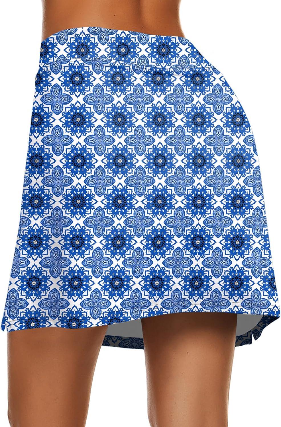 imageEkouaer Womens Active Performance Skort Lightweight Skirt for Running Tennis Golf Workout SportsBlue Pattern