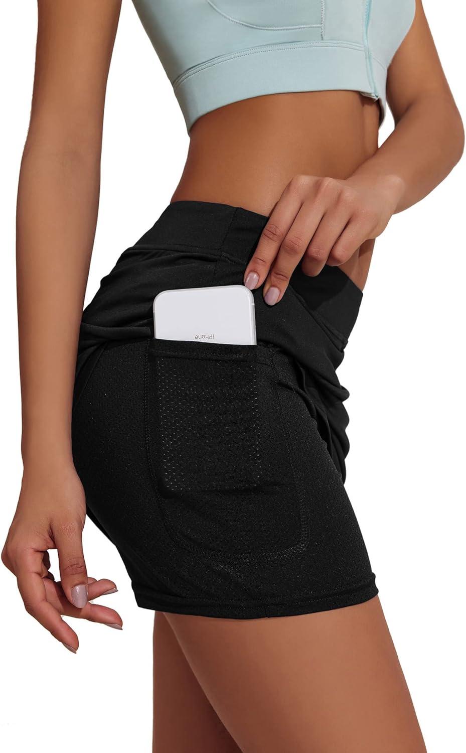 imageEkouaer Womens Active Performance Skort Lightweight Skirt for Running Tennis Golf Workout SportsBpocketsblack