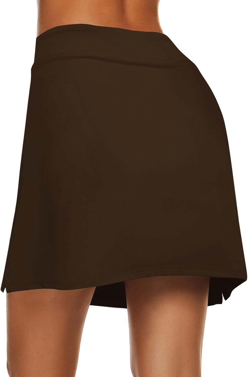 imageEkouaer Womens Active Performance Skort Lightweight Skirt for Running Tennis Golf Workout SportsBrown