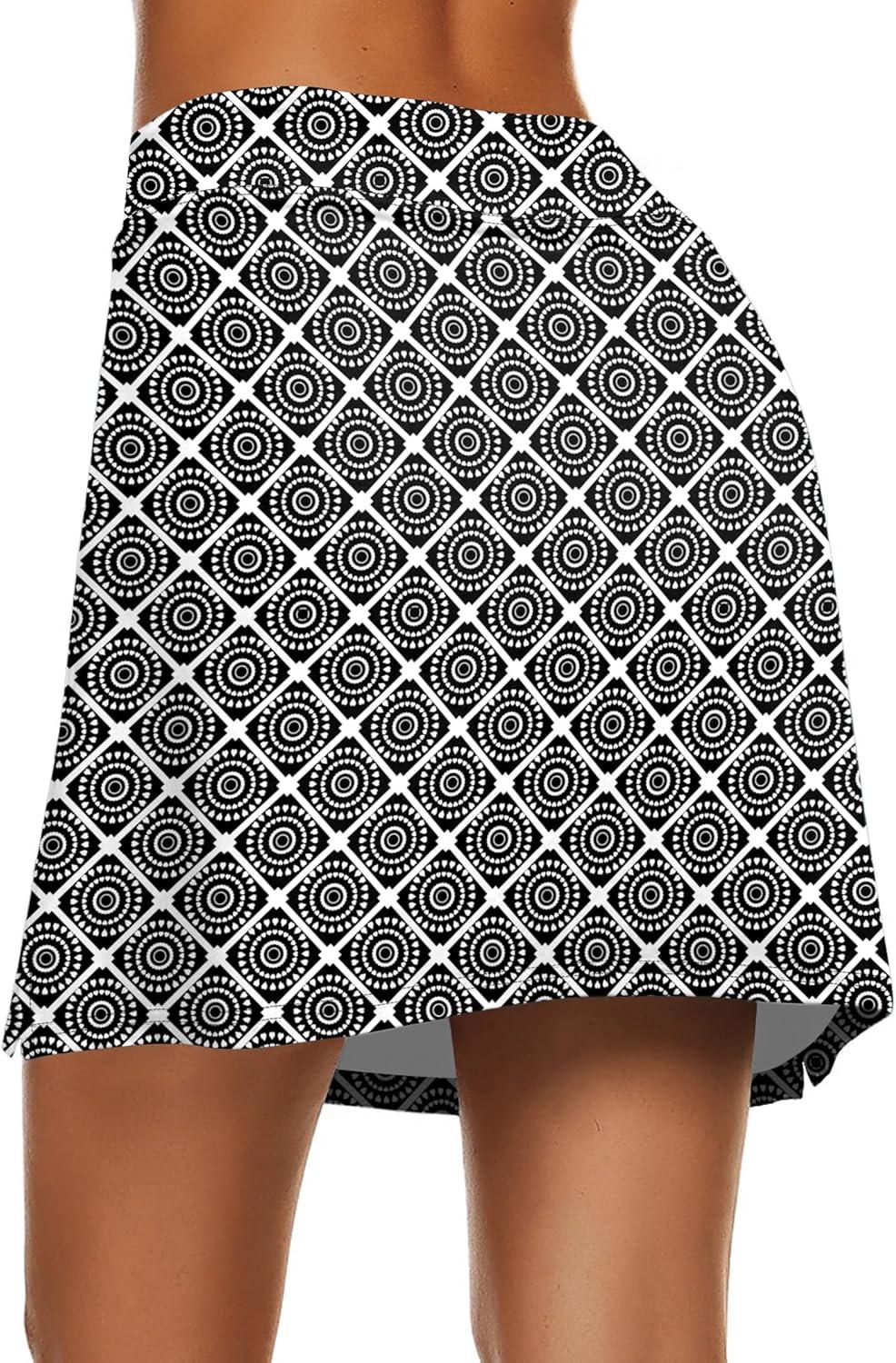 imageEkouaer Womens Active Performance Skort Lightweight Skirt for Running Tennis Golf Workout SportsCircle Floral