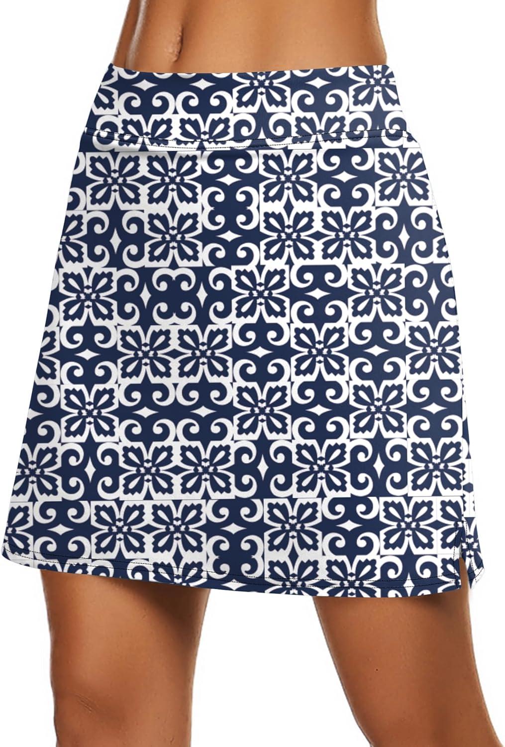 imageEkouaer Womens Active Performance Skort Lightweight Skirt for Running Tennis Golf Workout SportsGeometric Print
