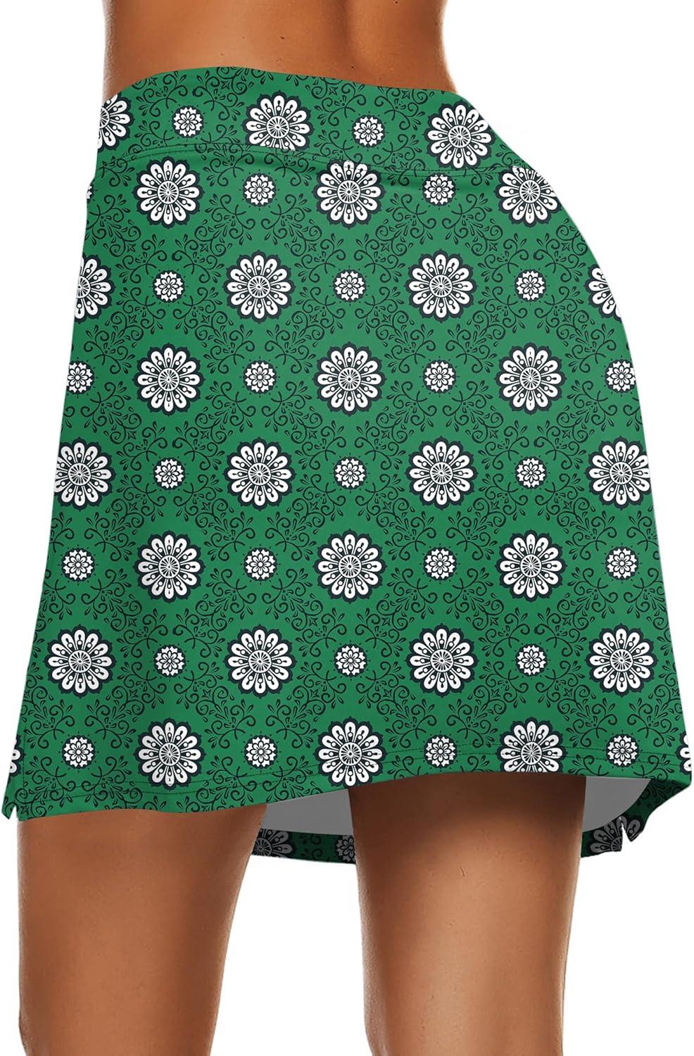 imageEkouaer Womens Active Performance Skort Lightweight Skirt for Running Tennis Golf Workout SportsGreen Print