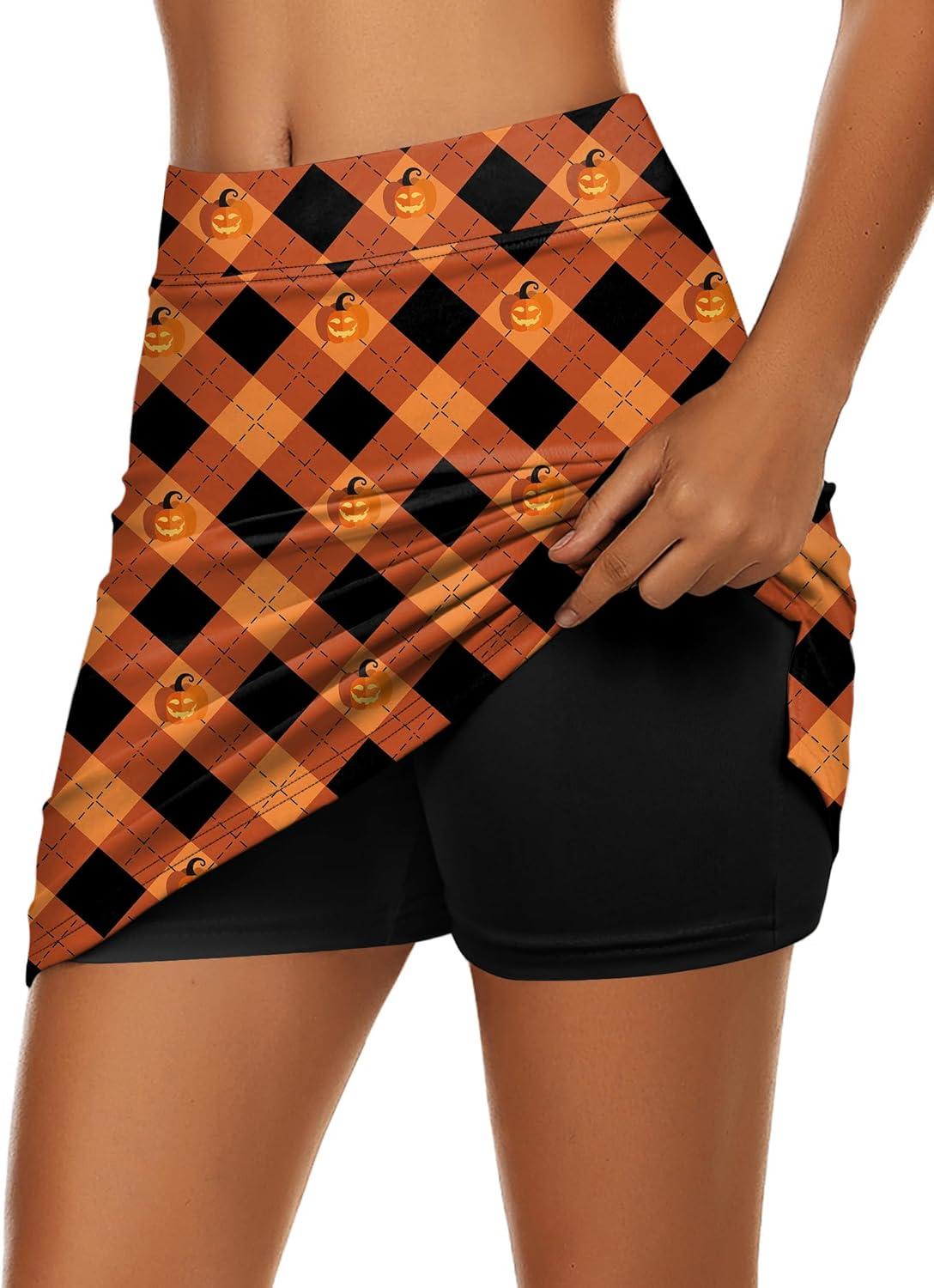 imageEkouaer Womens Active Performance Skort Lightweight Skirt for Running Tennis Golf Workout SportsLantern Orange