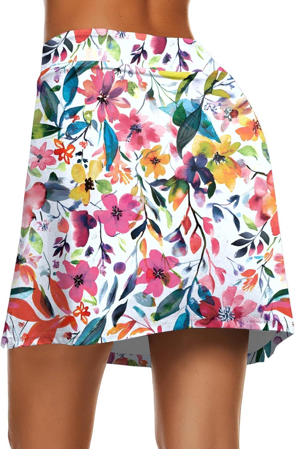 imageEkouaer Womens Active Performance Skort Lightweight Skirt for Running Tennis Golf Workout SportsMixed Floral