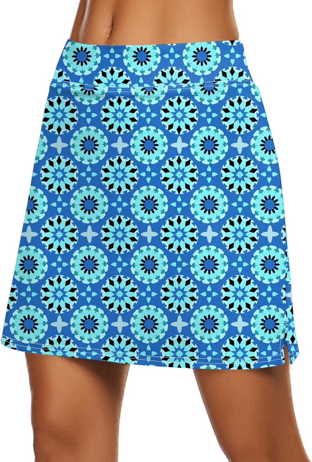imageEkouaer Womens Active Performance Skort Lightweight Skirt for Running Tennis Golf Workout SportsOcean Flower