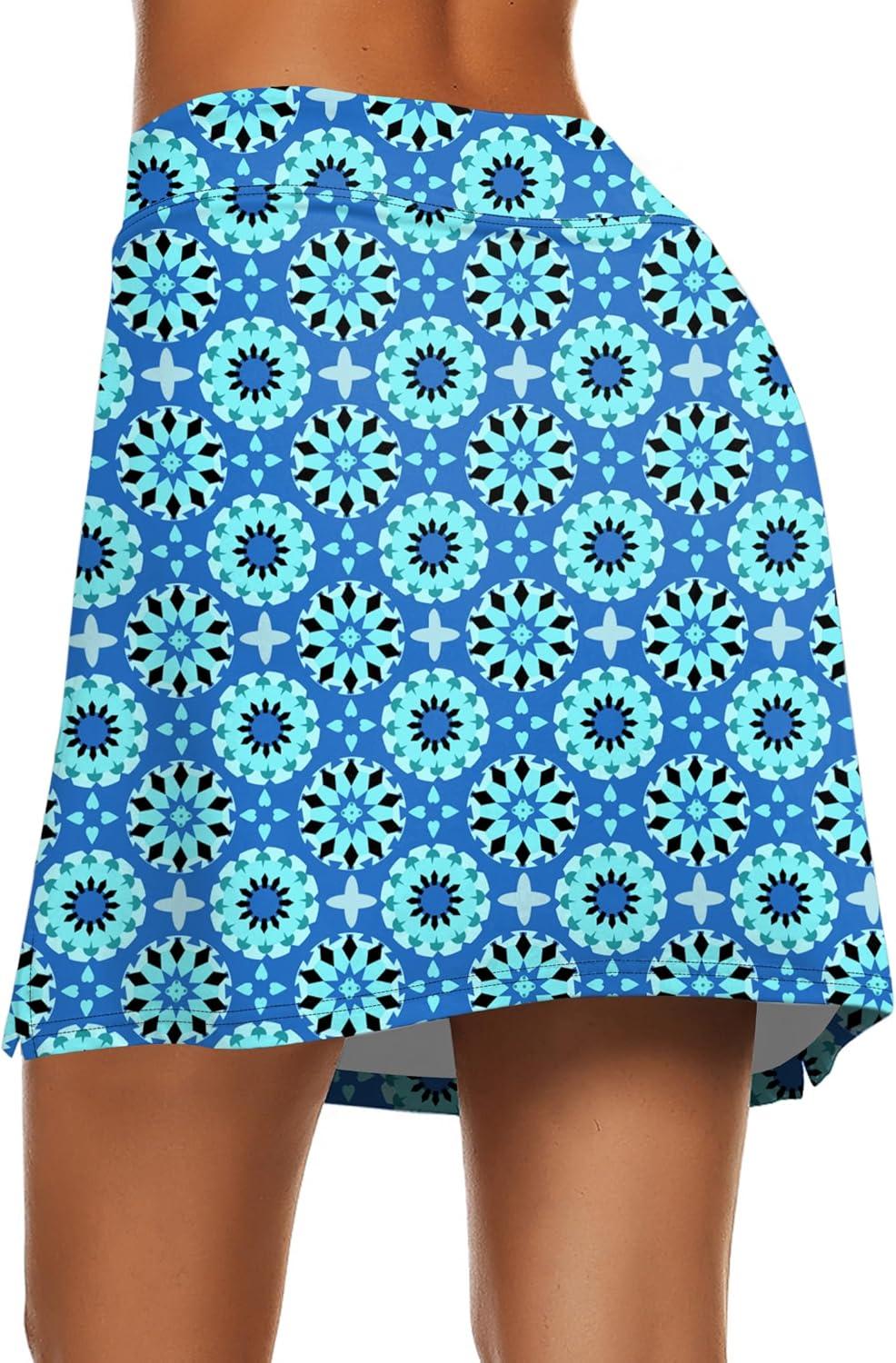 imageEkouaer Womens Active Performance Skort Lightweight Skirt for Running Tennis Golf Workout SportsOcean Flower