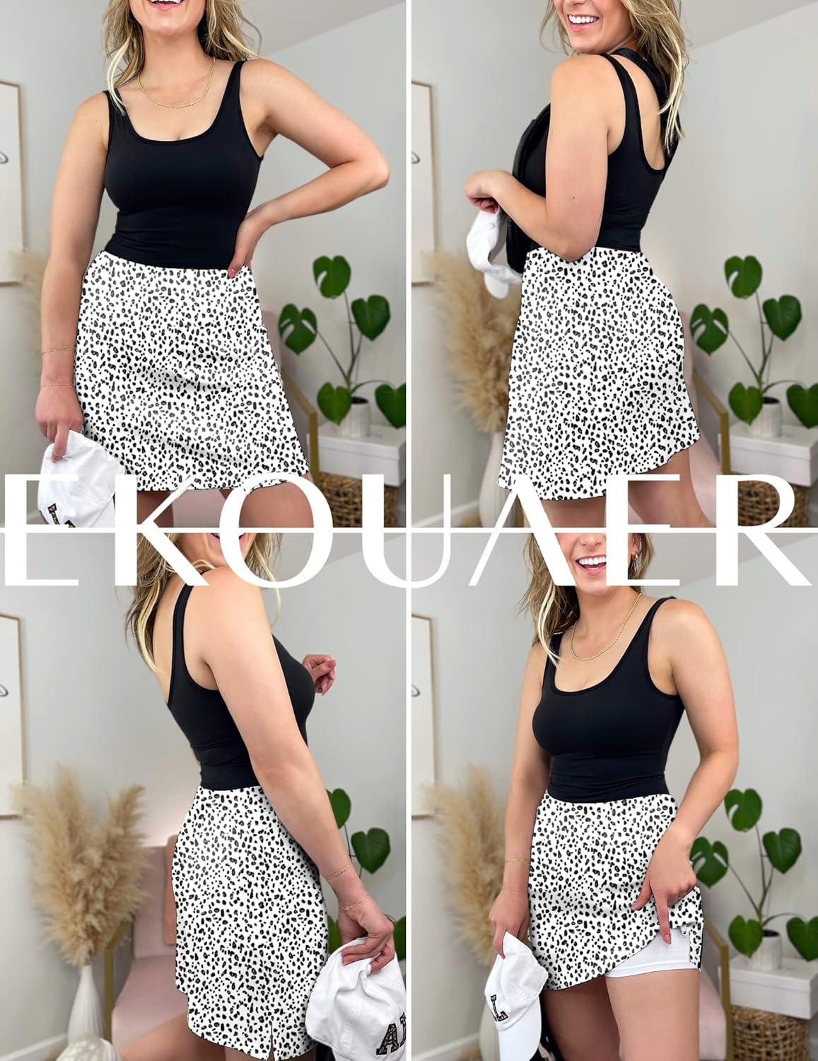 imageEkouaer Womens Active Performance Skort Lightweight Skirt for Running Tennis Golf Workout SportsPolka Dots