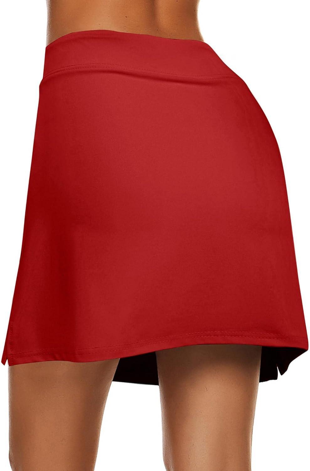 imageEkouaer Womens Active Performance Skort Lightweight Skirt for Running Tennis Golf Workout SportsRed