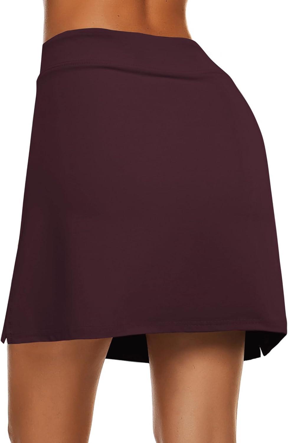imageEkouaer Womens Active Performance Skort Lightweight Skirt for Running Tennis Golf Workout SportsWine Red