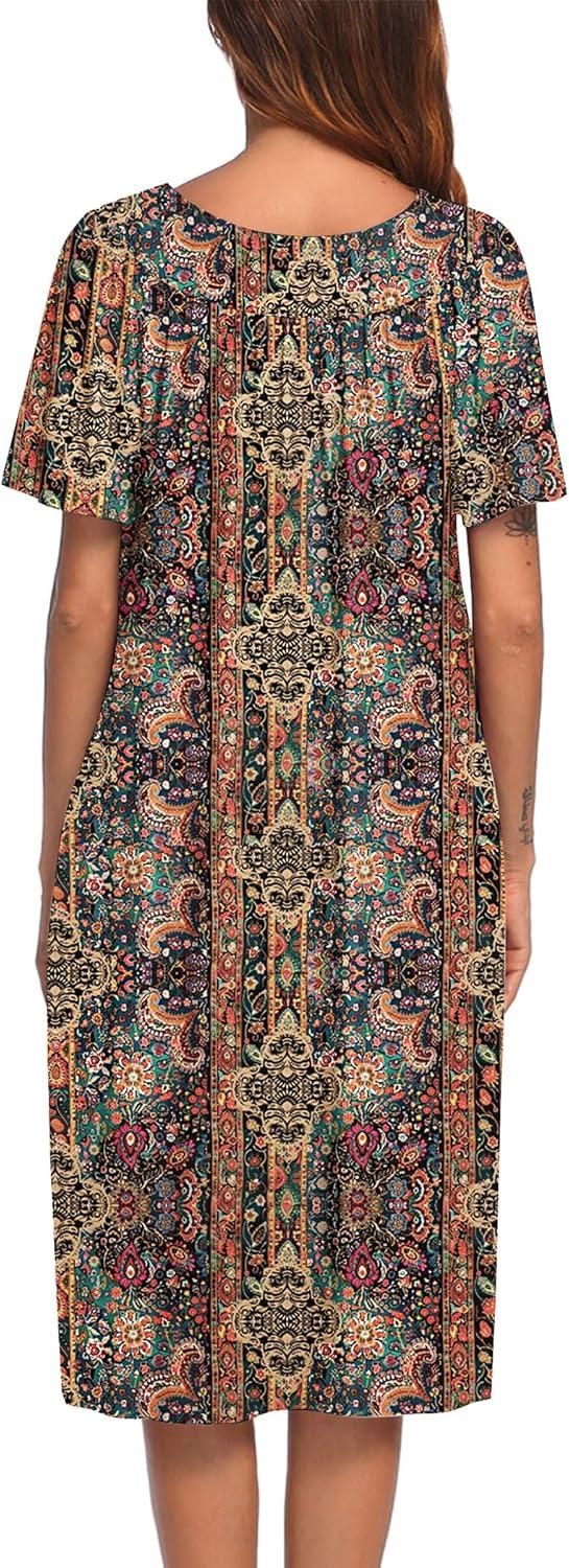 imageEkouaer Womens House Dress with PocketsFloral Multicolor