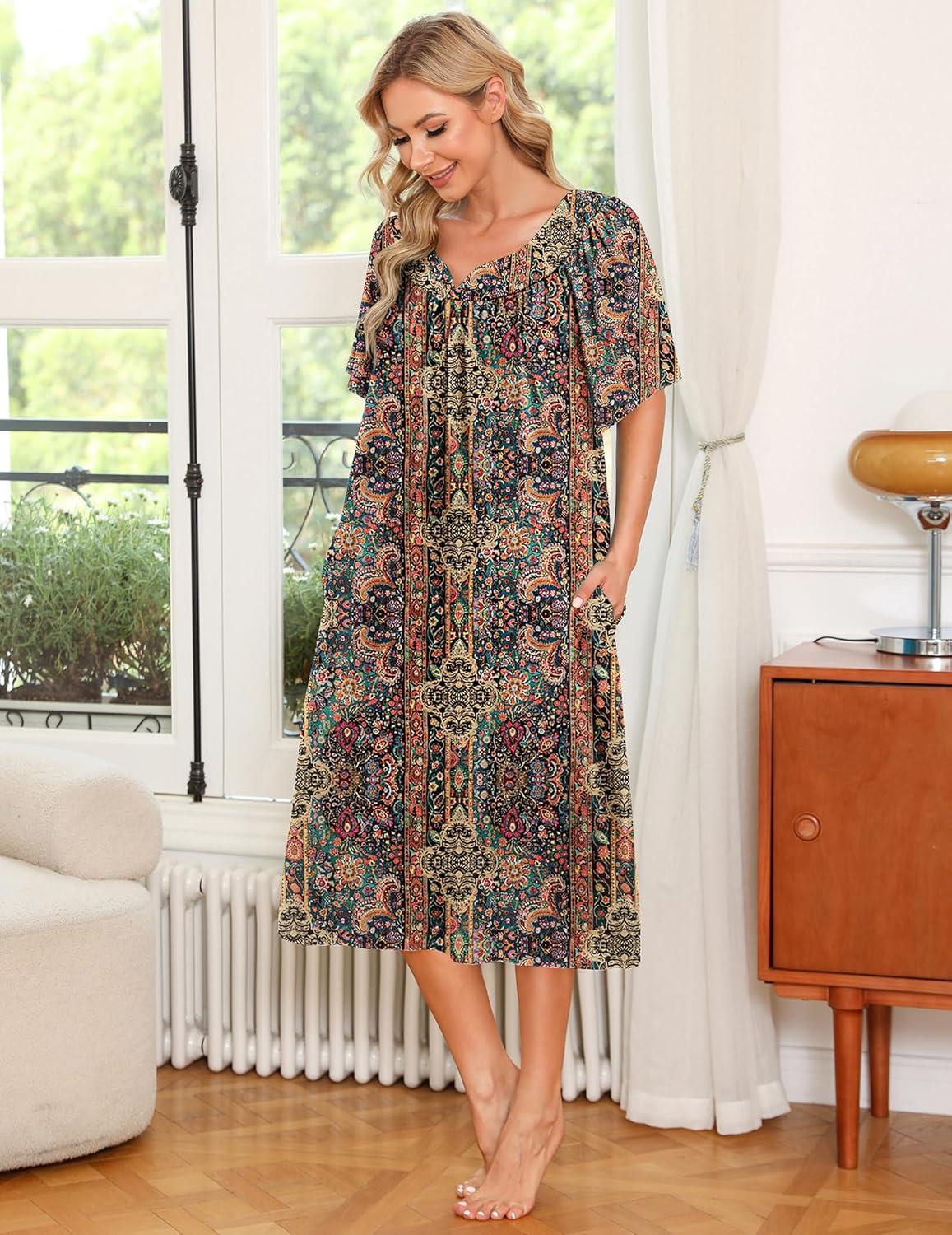 imageEkouaer Womens House Dress with PocketsFloral Multicolor