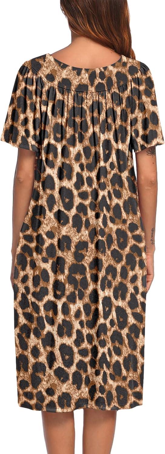 imageEkouaer Womens House Dress with PocketsLeopard Print