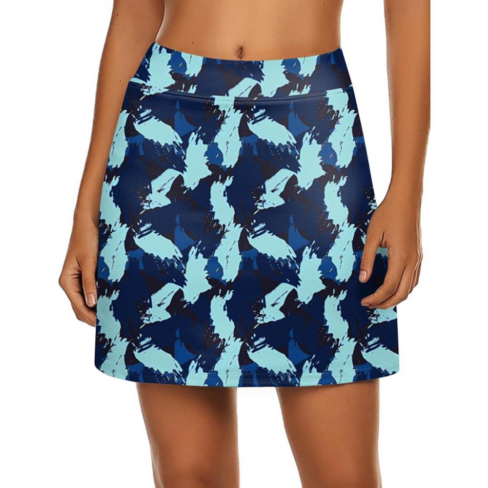 imageEkouaer Womens Active Performance Skort Lightweight Skirt for Running Tennis Golf Workout SportsAblue Floral