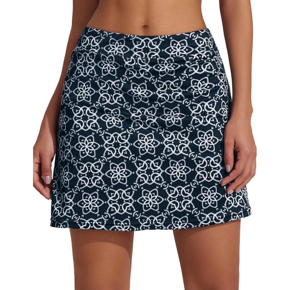 imageEkouaer Womens Active Performance Skort Lightweight Skirt for Running Tennis Golf Workout SportsBlack Flower