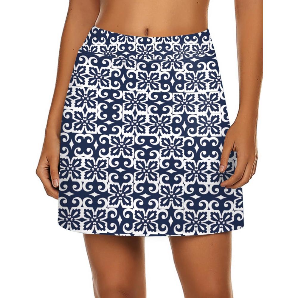 imageEkouaer Womens Active Performance Skort Lightweight Skirt for Running Tennis Golf Workout SportsGeometric Print
