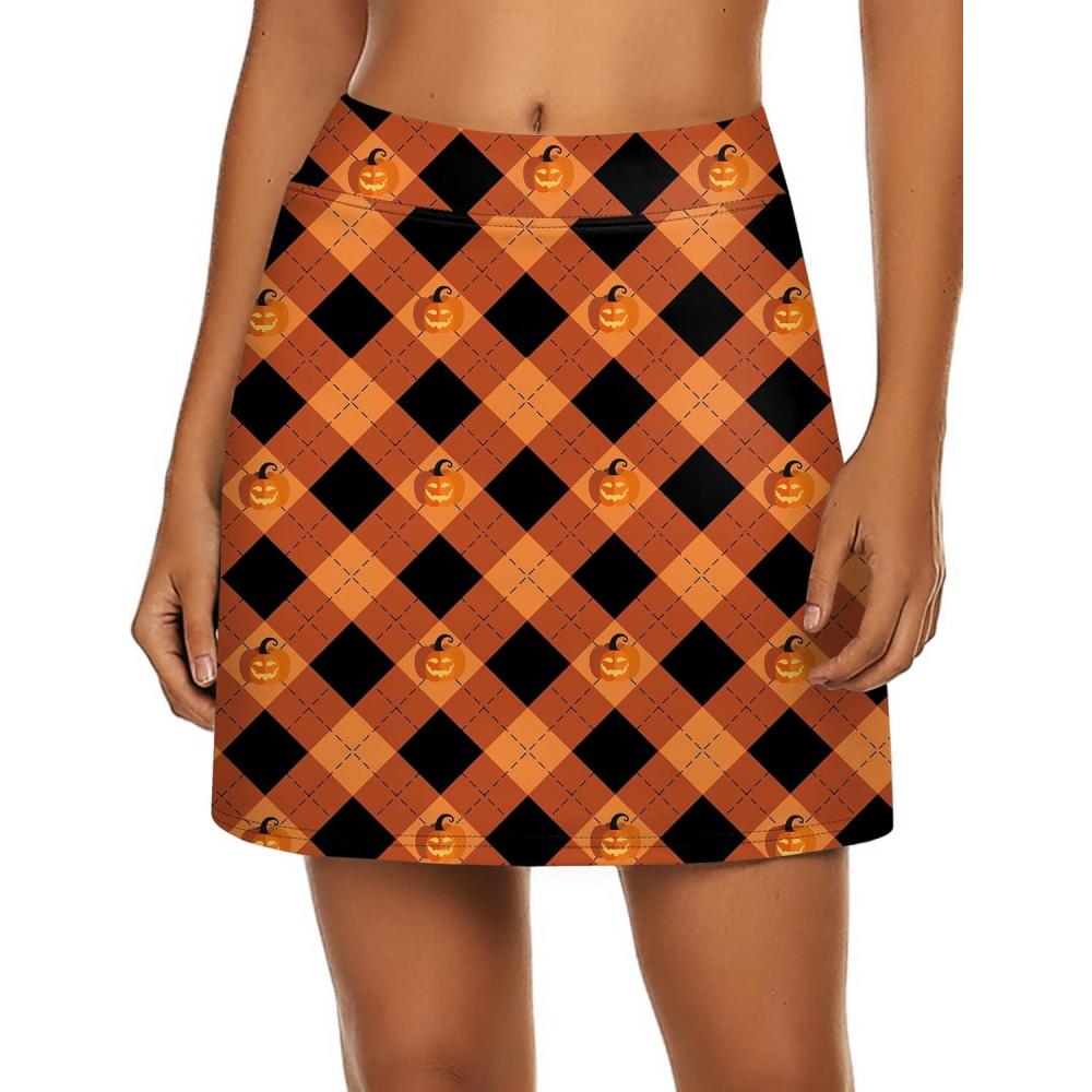 imageEkouaer Womens Active Performance Skort Lightweight Skirt for Running Tennis Golf Workout SportsLantern Orange