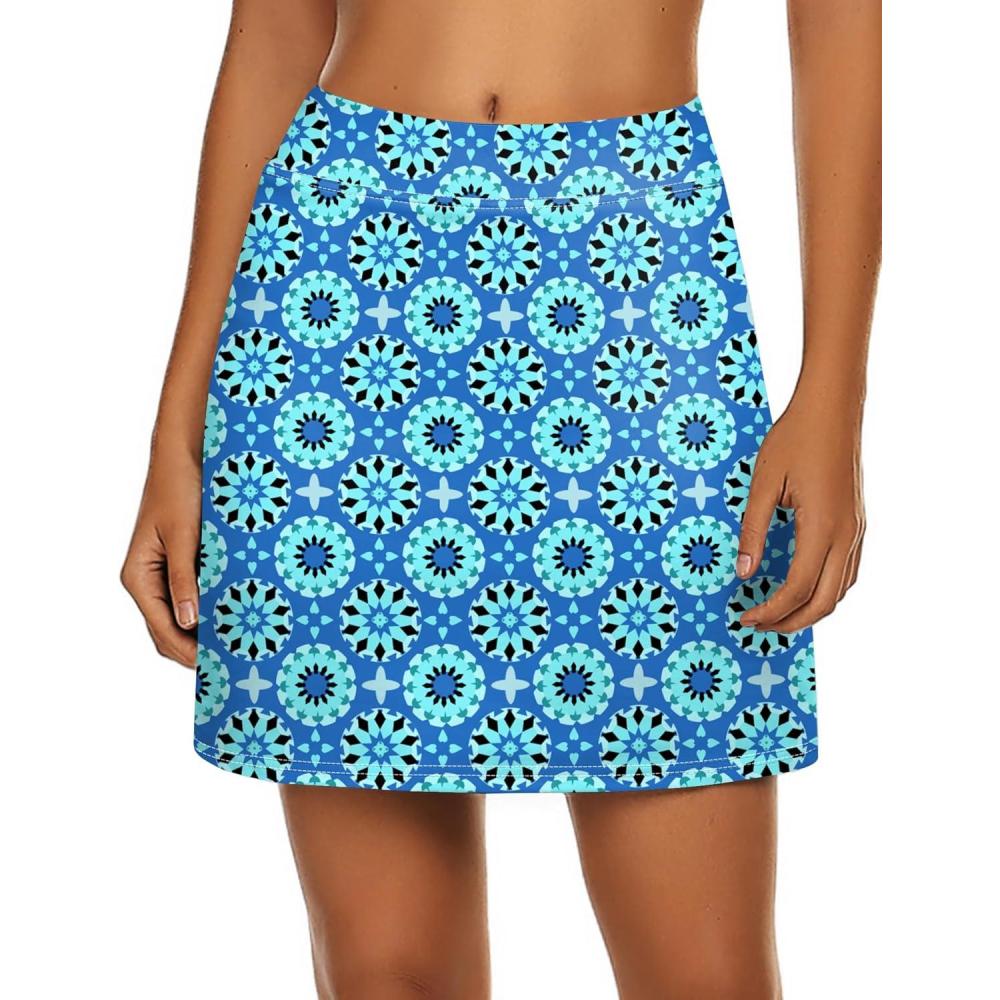 imageEkouaer Womens Active Performance Skort Lightweight Skirt for Running Tennis Golf Workout SportsOcean Flower