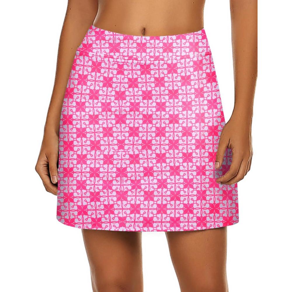 imageEkouaer Womens Active Performance Skort Lightweight Skirt for Running Tennis Golf Workout SportsPink Leaf Print