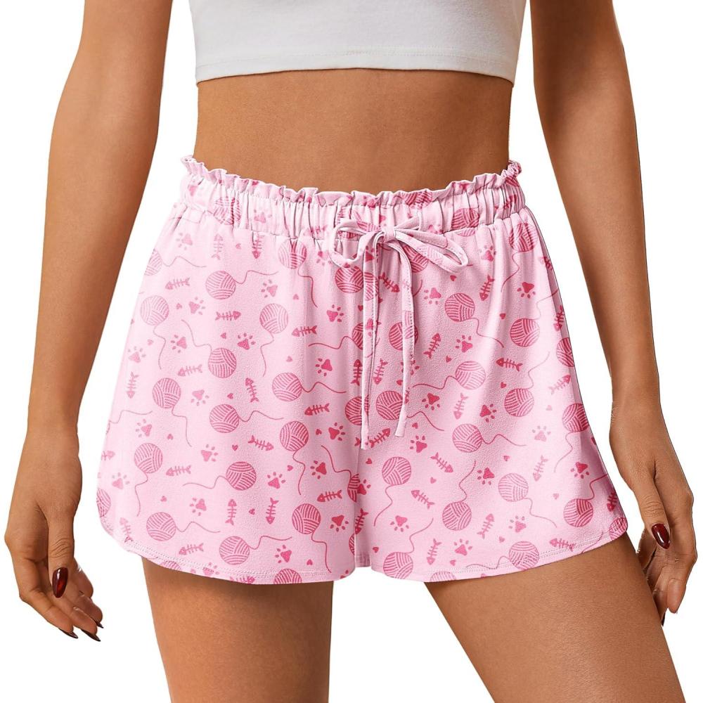 imageEkouaer Womens Pajama Shorts 2026 Soft Sleep Shorts Casual Pj Short Comfy Pajama Short Summer Drawstring Pajama BottomsFish Bones
