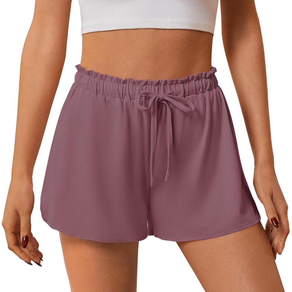 imageEkouaer Womens Pajama Shorts 2026 Soft Sleep Shorts Casual Pj Short Comfy Pajama Short Summer Drawstring Pajama BottomsGrey Purple