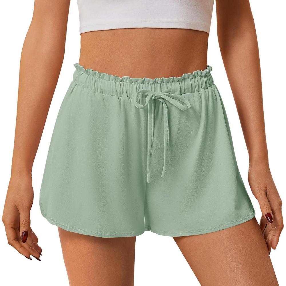 imageEkouaer Womens Pajama Shorts 2026 Soft Sleep Shorts Casual Pj Short Comfy Pajama Short Summer Drawstring Pajama BottomsLight Green