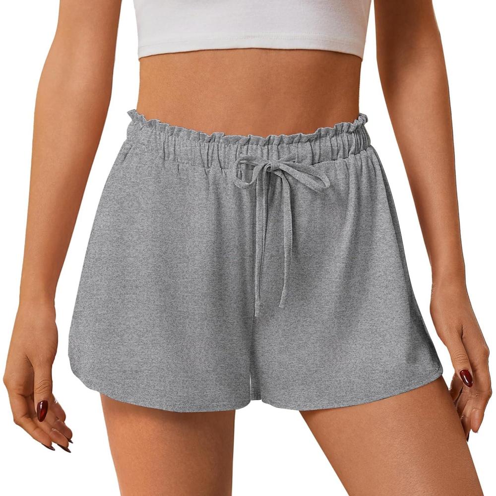imageEkouaer Womens Pajama Shorts 2026 Soft Sleep Shorts Casual Pj Short Comfy Pajama Short Summer Drawstring Pajama BottomsLight Grey