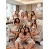 EKOUAER Silky Pajama Set for Women V-Neck Satin Camisole Lingerie Sets Party Loungewear Sleepwear(Apricot)