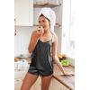 EKOUAER Silky Pajama Set for Women V-Neck Satin Camisole Lingerie Sets Party Loungewear Sleepwear(Black Leopard)