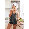 EKOUAER Silky Pajama Set for Women V-Neck Satin Camisole Lingerie Sets Party Loungewear Sleepwear(Black Stripe)